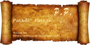 Patkó Patrik névjegykártya