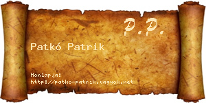 Patkó Patrik névjegykártya